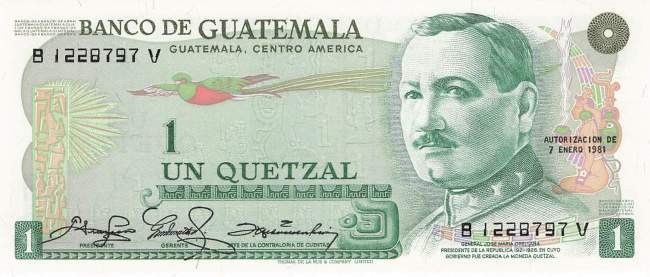 1 Quetzal p59c Guatemala 1981